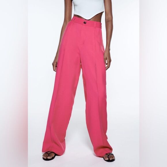 Zara Full Length Pants Pink New - Picture 3 of 4